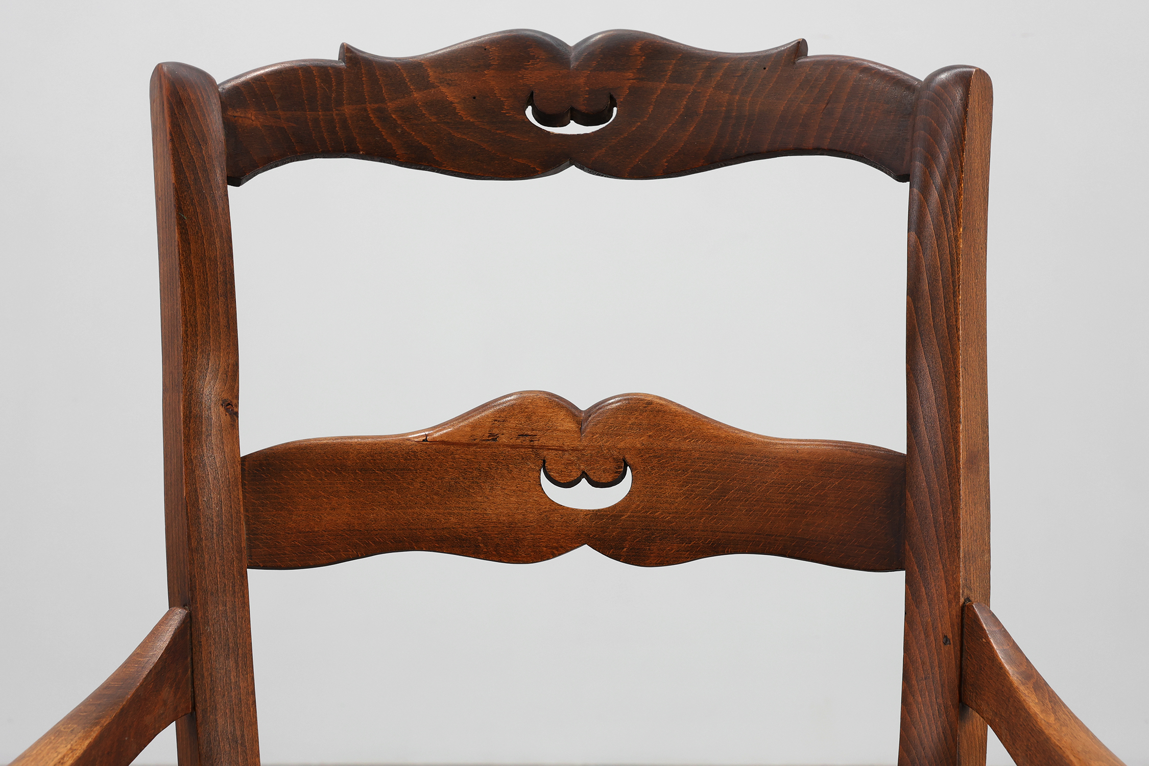 French Provincial Ladder‑Back Armchair with Woven Rush Seat, 19th centurythumbnail